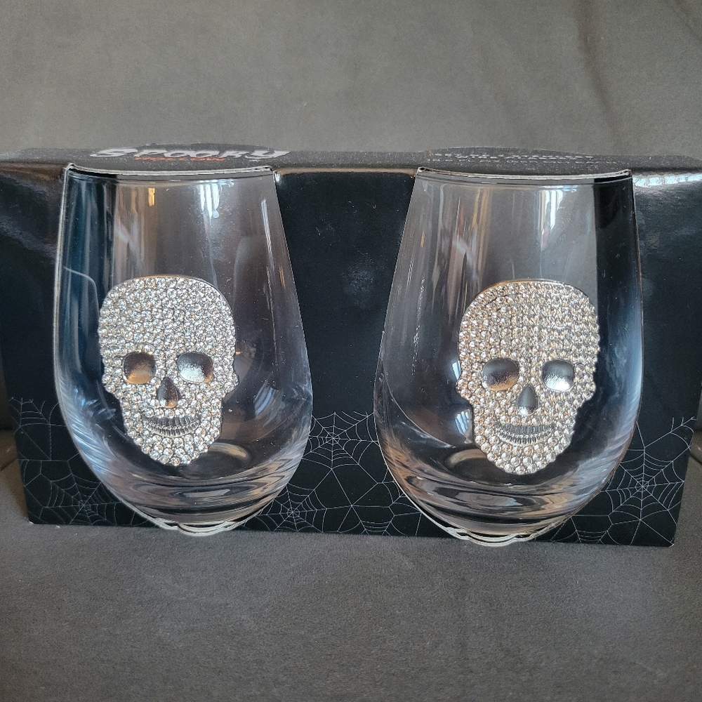 Crystal Skull Stemless Wine Glasses